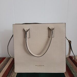 Viola Castellani Cream Croc Leather Bag Purse Satchel Neutral Minimalist Italy